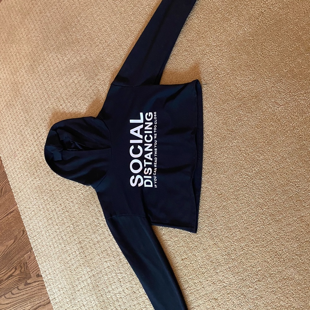 SHEIN Black cropped social distancing sweatshirt